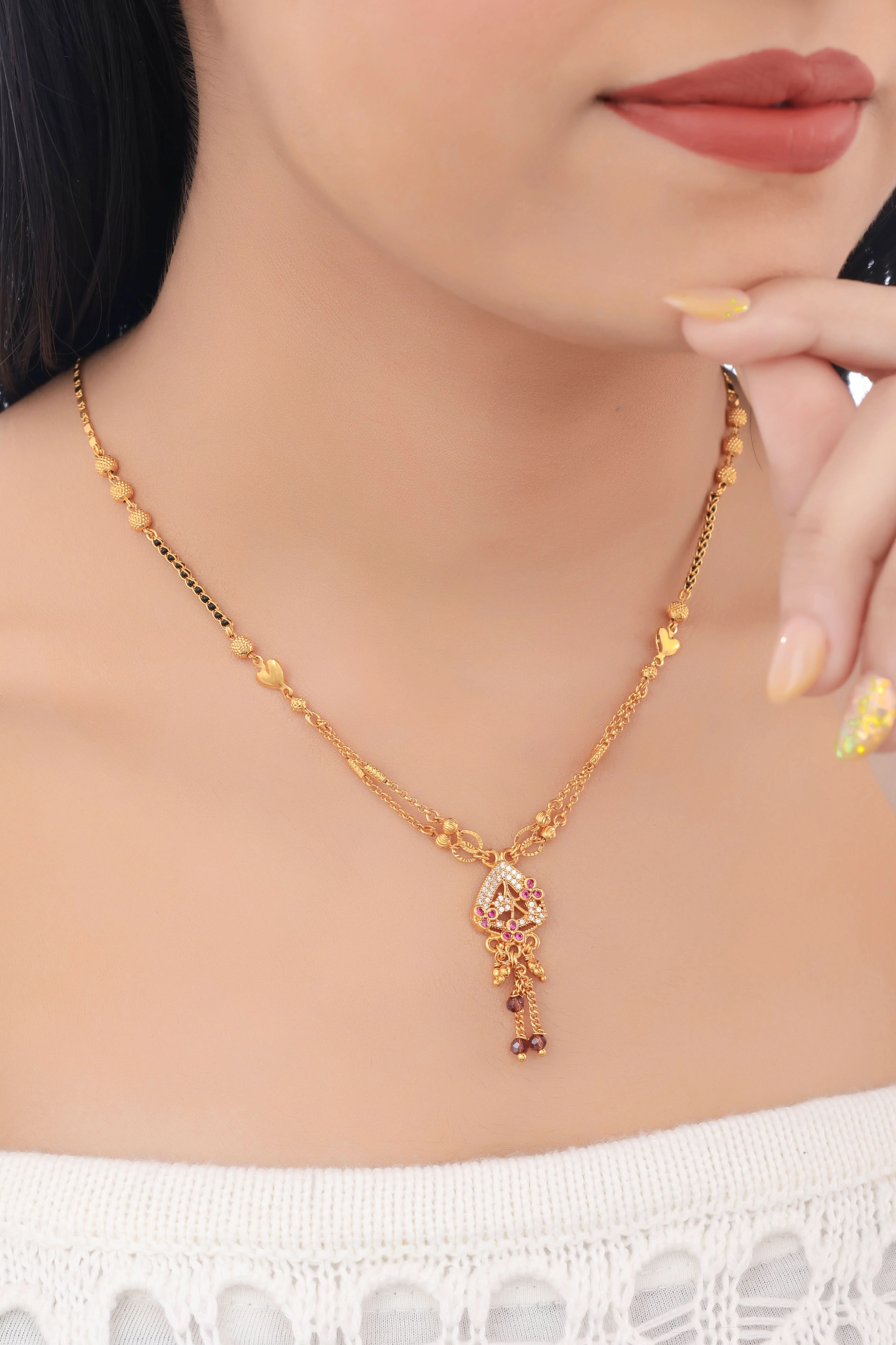 Buy 1 Get 1 Free - Royal Ruby Charm Mangalsutra