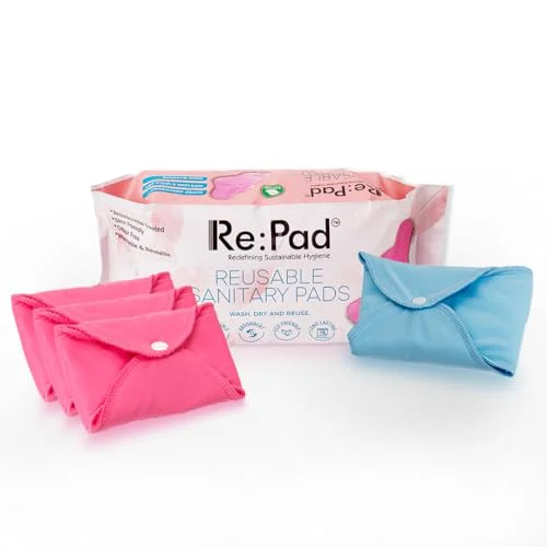 Re:Pad Reusable Sanitary Pads for women, | (3 Pads for moderate flow (Pink) + 1 Pad for heavy flow (Blue) + 1 Leak Proof Sanitary Pad Pouch) | Lasts Up To 1.5 Years | Skin Friendly for women - image 2