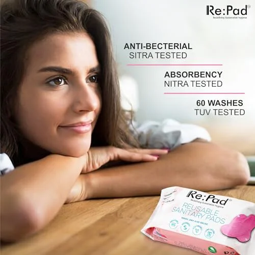 Re:Pad Reusable Sanitary Pads for women, | (3 Pads for moderate flow (Pink) + 1 Pad for heavy flow (Blue) + 1 Leak Proof Sanitary Pad Pouch) | Lasts Up To 1.5 Years | Skin Friendly for women - image 3
