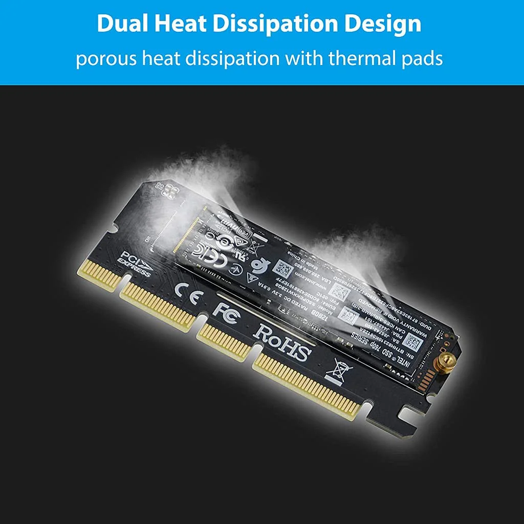 Verilux® NVME Adapter PCIe x16 with Gel Pad, M.2 NVME or AHCI SSD to PCIE 3.0 Adapter Card for Key M 2230, 2242, 2260, 2280 Size M.2 SSD, Support PCIe x4 x8 x16 Slot - image 3