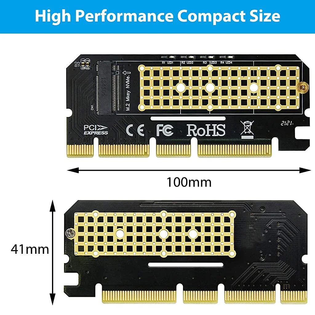 Verilux® NVME Adapter PCIe x16 with Gel Pad, M.2 NVME or AHCI SSD to PCIE 3.0 Adapter Card for Key M 2230, 2242, 2260, 2280 Size M.2 SSD, Support PCIe x4 x8 x16 Slot - image 4