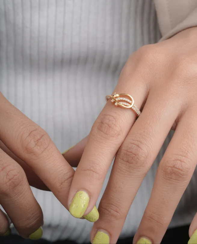 American Diamond Gold Plated Delicate Fancy Ring