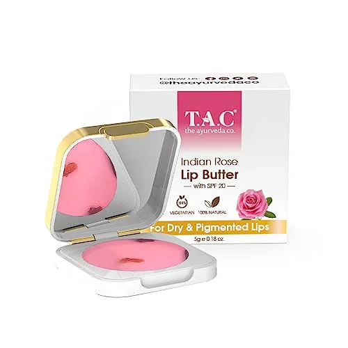 TAC - The Ayurveda Co. Indian Rose Lip Balm for Dark Lips to Lighten with Shea & Cocoa Butter for Dry Chapped Lips for Women and Men, 5gm