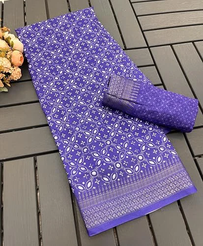 Shopgarb Women's Elegant Digital Floral Printed Sari with Blouse (SH685 -Purple-Designer-Floral-Party-Wedding-Saree, Free Size) - image 3