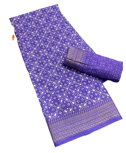 Shopgarb Women's Elegant Digital Floral Printed Sari with Blouse (SH685 -Purple-Designer-Floral-Party-Wedding-Saree, Free Size)