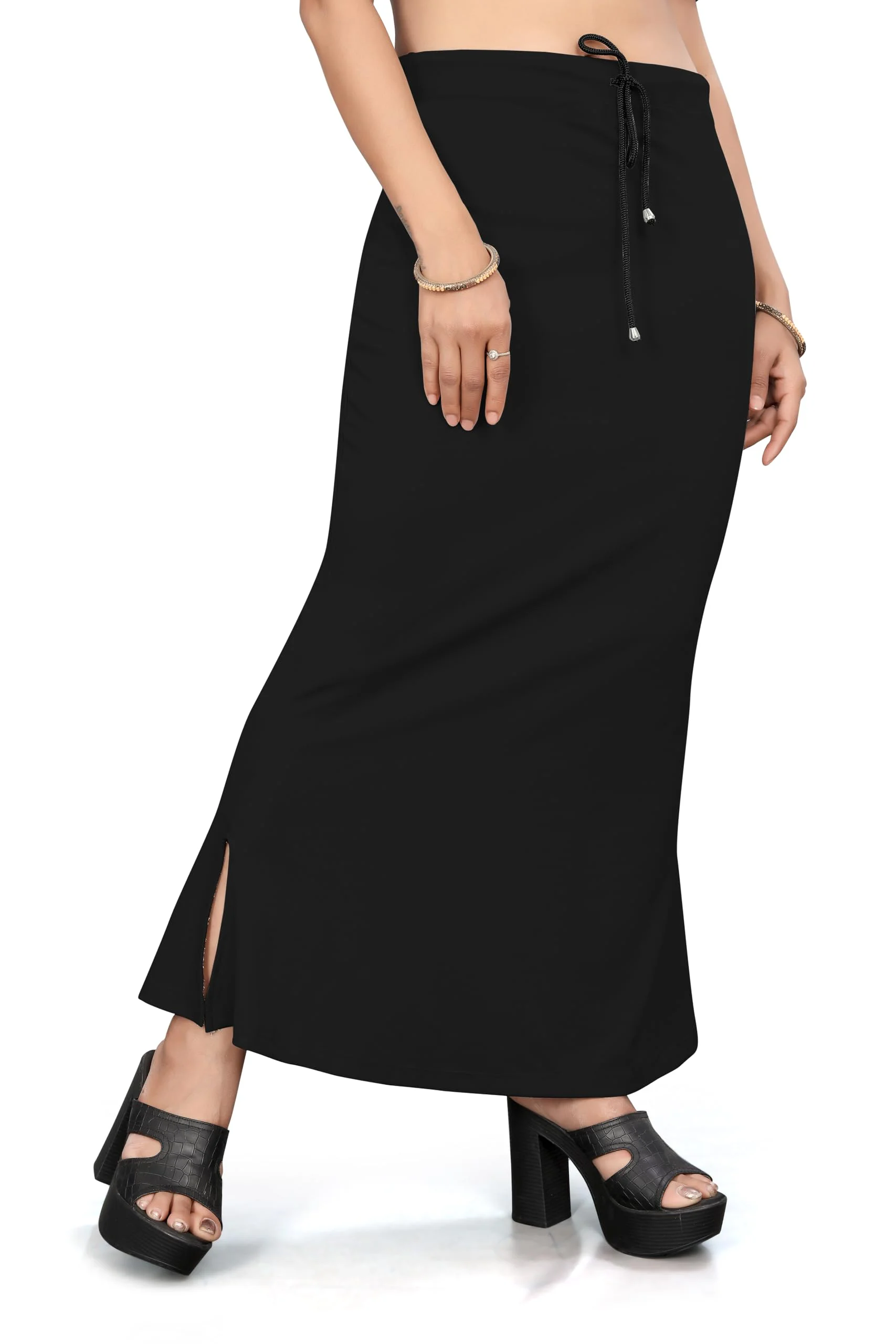 Yashika Present Lycra Saree Shapewear Petticoat for Women||Straight Fit Petticoat Saree Silhouette Shape Wear Dress for Saree|| AZ-YS-OG-Shaper Black-L - image 4