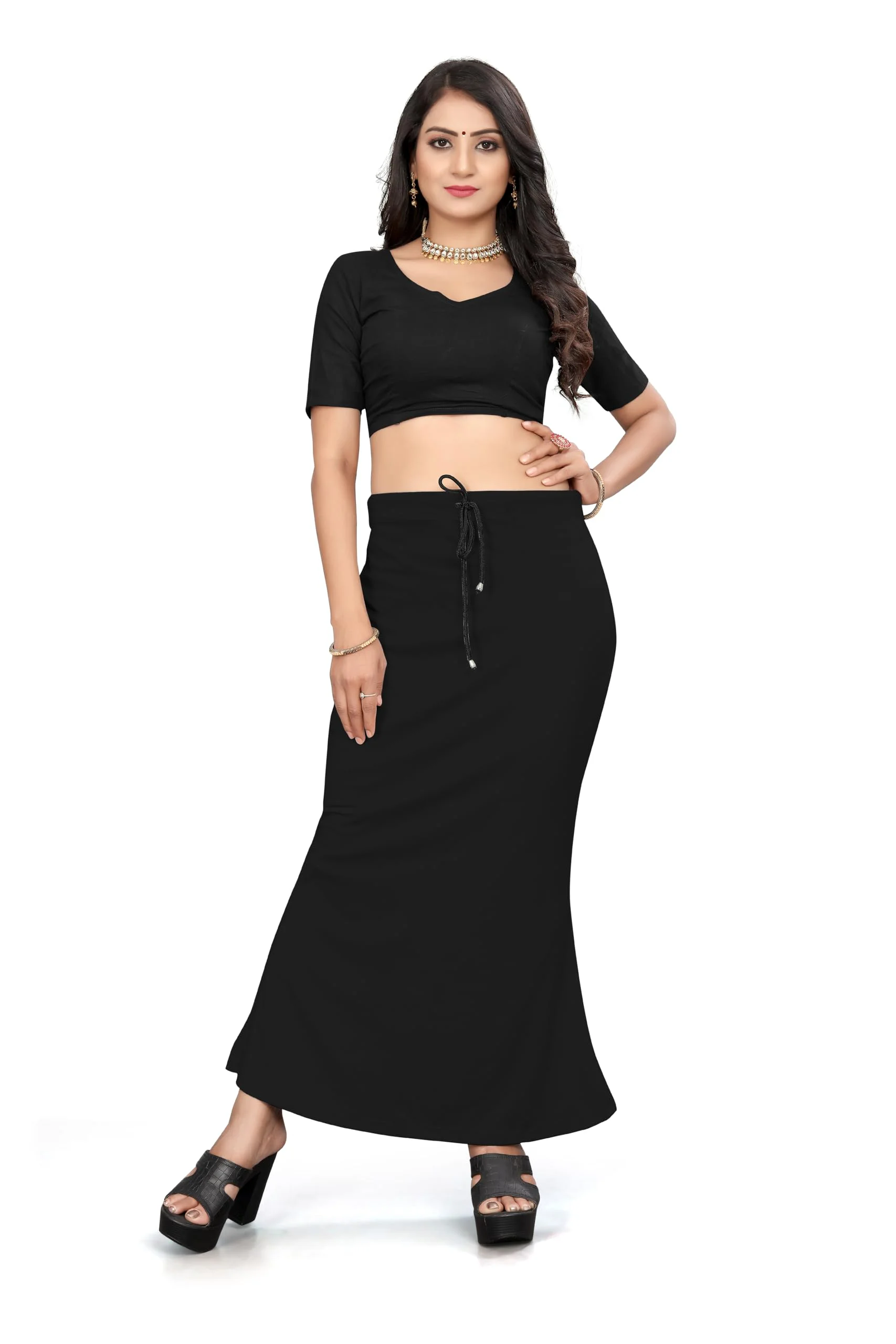 Yashika Present Lycra Saree Shapewear Petticoat for Women||Straight Fit Petticoat Saree Silhouette Shape Wear Dress for Saree|| AZ-YS-OG-Shaper Black-L - image 5
