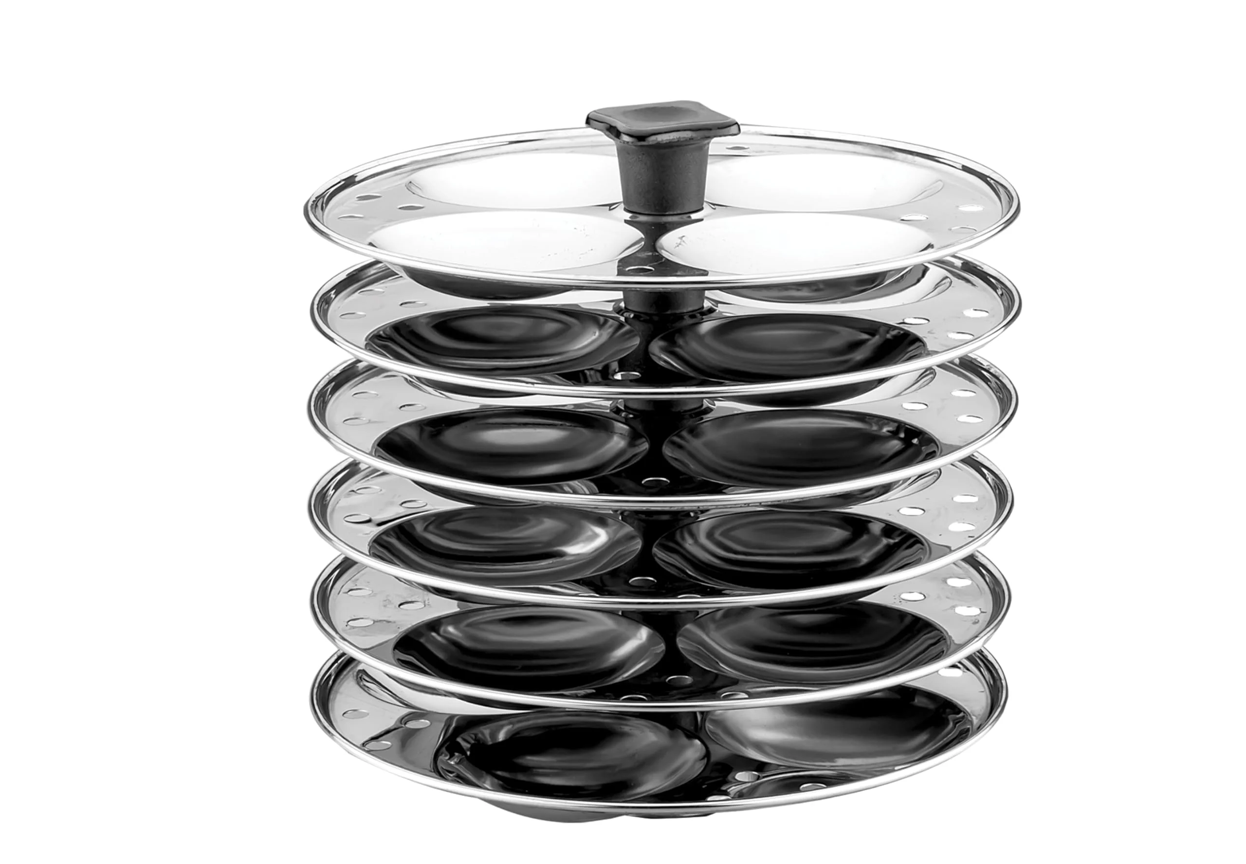 Pigeon Classic 6 Stainless Steel Idli Maker /Cooker with whistle indicator - 6 Plates (24 Idlis) / Idli Steamer/Idly Cooker Pot/ Stainless Steel Idli Maker with Silver Lid - Fluffy Idlies - Induction & Gas Base - 1 Year Warranty - image 5