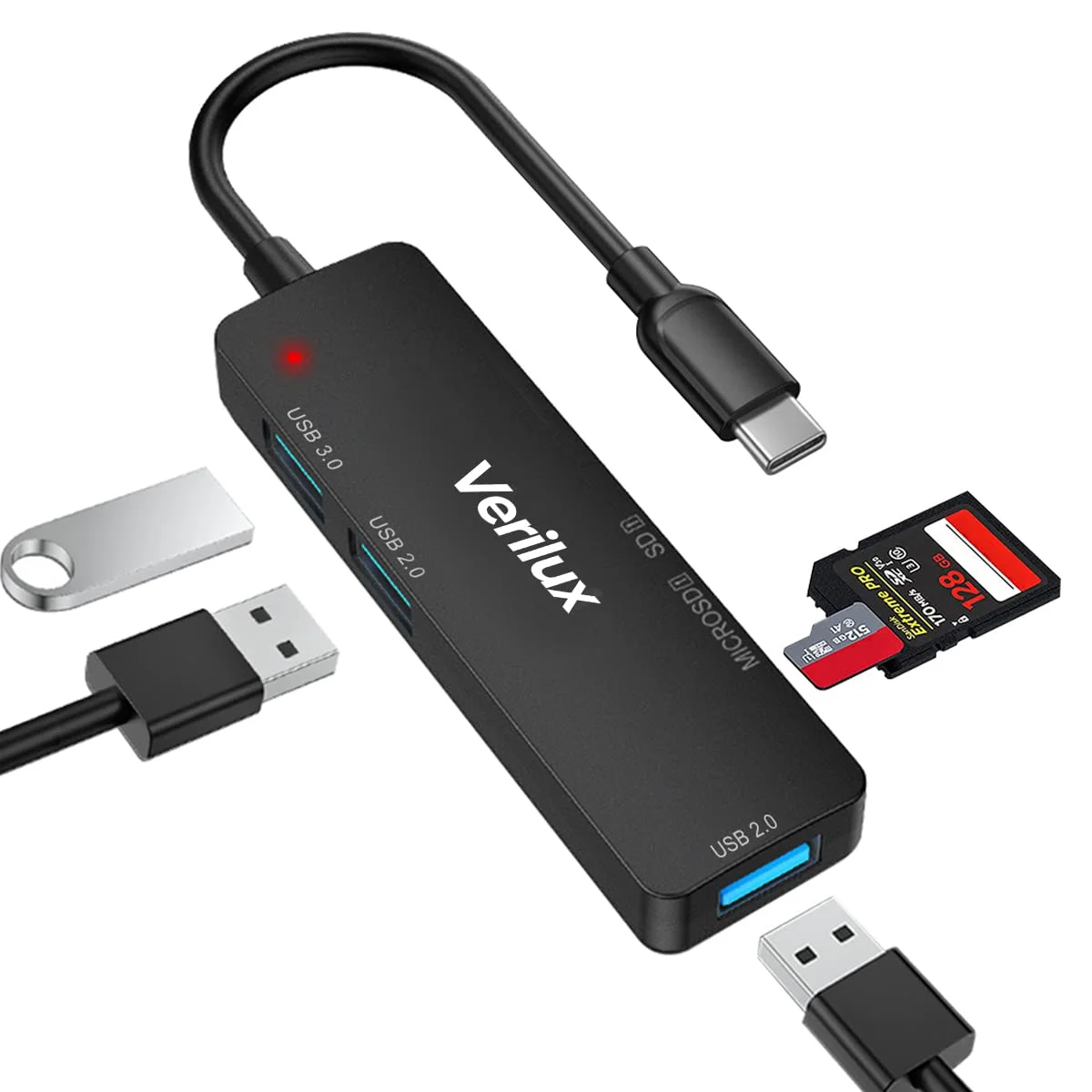 Verilux® Type C Card Reader Micro SD Card Reader All in One SD Card Reader 5 in 1 Multi USB C Adapter with USB2.0/USB3.0 Ports Compatible with PC, MacBook Air/Pro M1, Mac Mini, iMac, Surface Pro - image 2