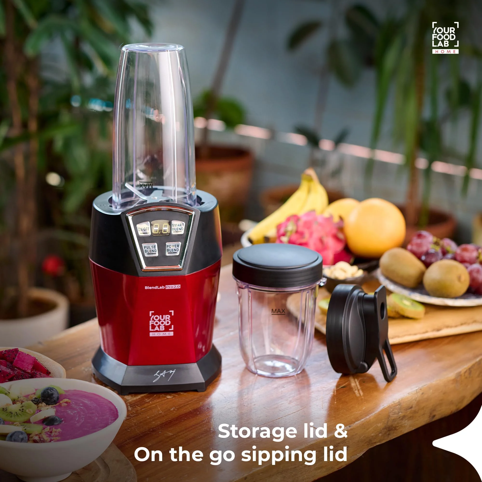 YFL HOME BlendLab Pro 2.0 Mixer Grinder for Kitchen, 1200W Blender with 2 Unbreakable Jars, 100% Copper Motor, Smoothie Maker with Preset Blend Modes, Laser Cut SS Blades | Blender for Smoothies (Red) - image 2