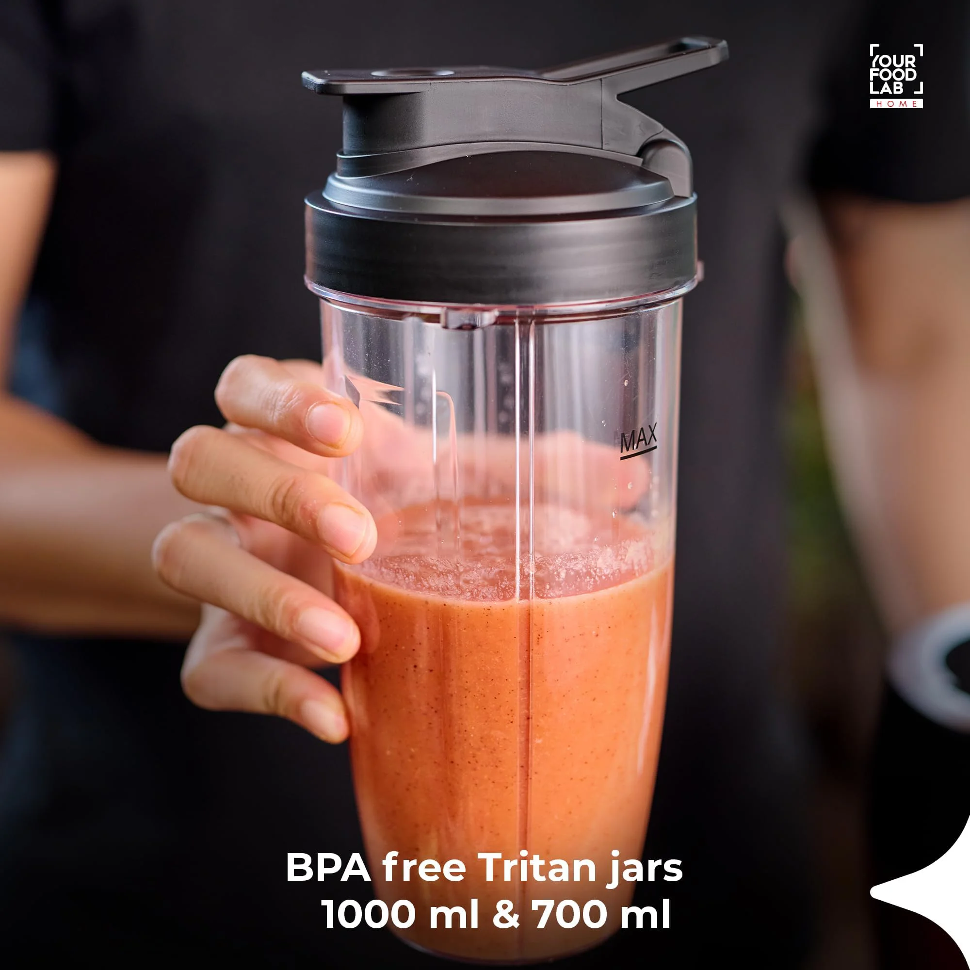 YFL HOME BlendLab Pro 2.0 Mixer Grinder for Kitchen, 1200W Blender with 2 Unbreakable Jars, 100% Copper Motor, Smoothie Maker with Preset Blend Modes, Laser Cut SS Blades | Blender for Smoothies (Red) - image 3