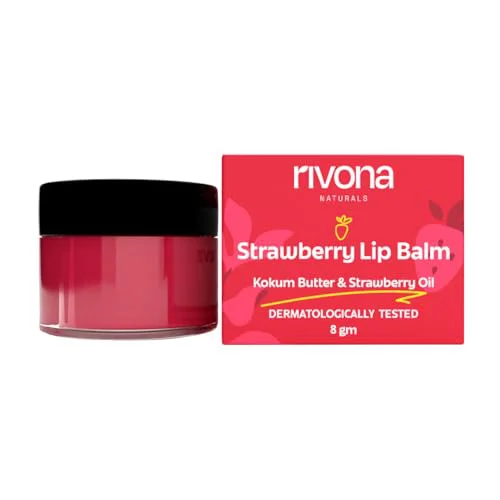 Rivona Naturals Strawberry Lip Balm | Avocado Butter + Kokum Butter | Moisturizing and Plumping | For Men & Women | 8 gm - image 2