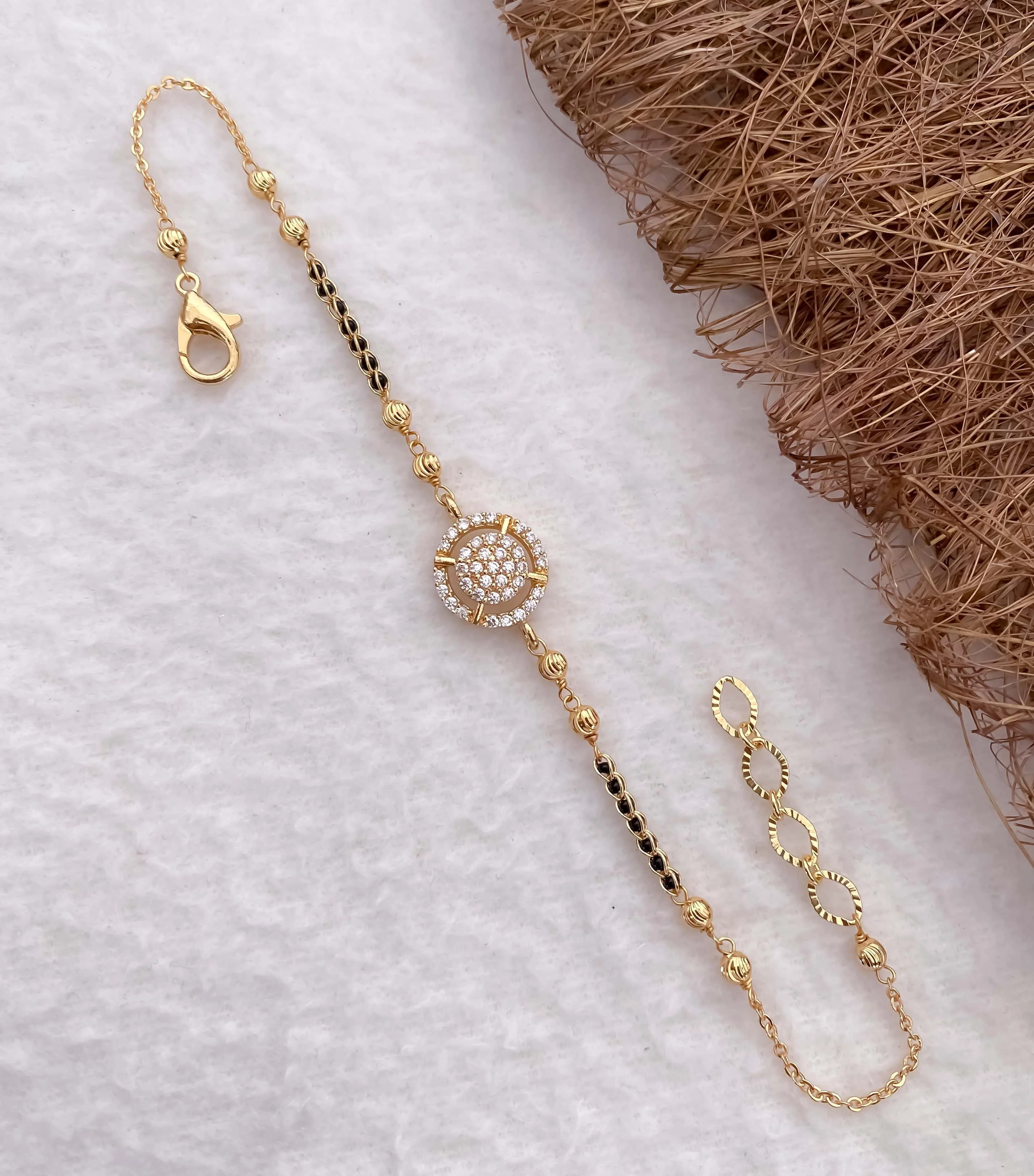American Diamond Golden Delicate Hand Mangalsutra