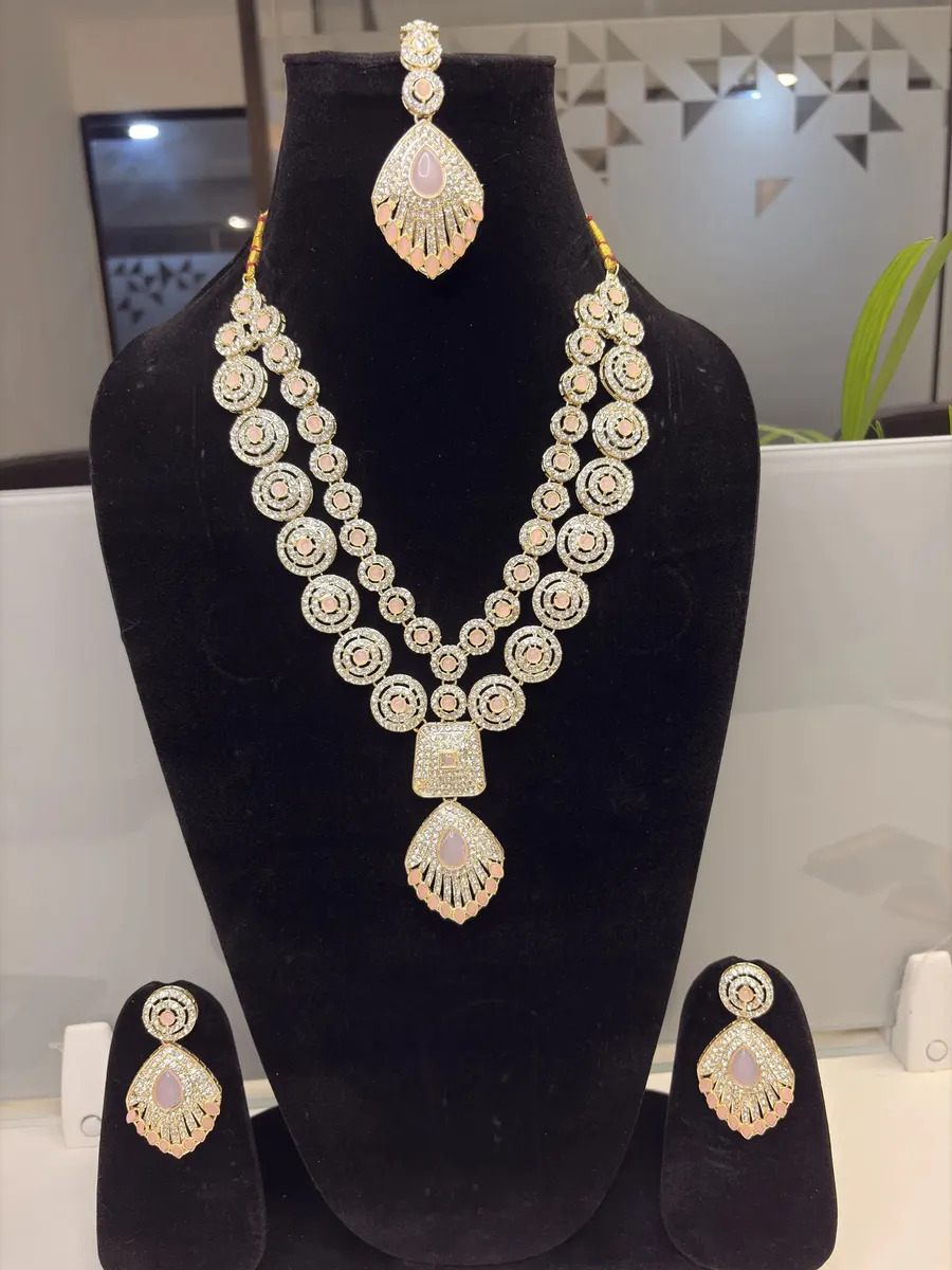 Peach Stone Bridal Necklace Set – Bridal Jewellery for Women