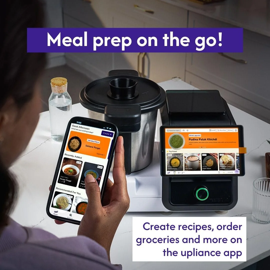 upliance, AI Cooking Assistant with 500+ recipes from around the world | WiFi & built-in 8 inch Touch screen | Automated Chop, Saute, Stir, Knead, Steam And Cook (Indian Plug) - image 3