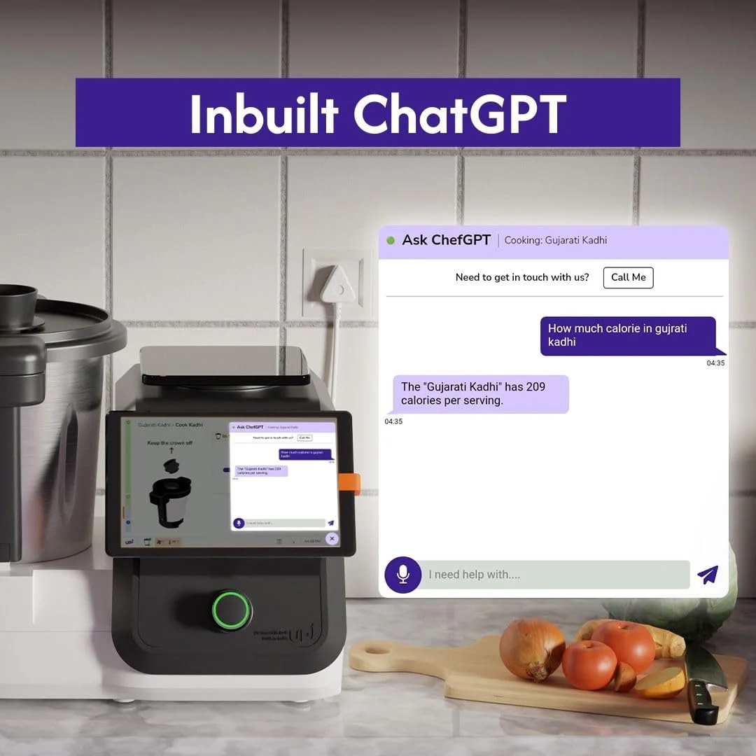upliance, AI Cooking Assistant with 500+ recipes from around the world | WiFi & built-in 8 inch Touch screen | Automated Chop, Saute, Stir, Knead, Steam And Cook (Indian Plug) - image 4