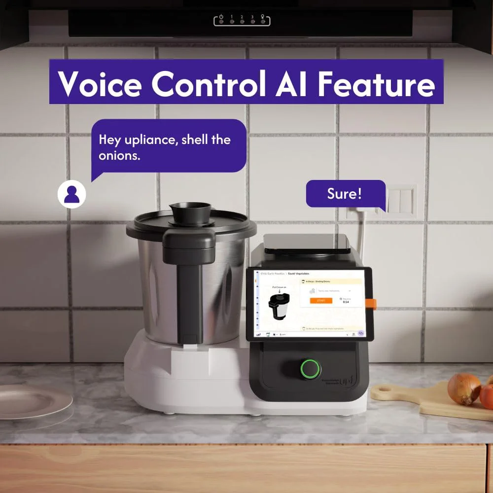 upliance, AI Cooking Assistant with 500+ recipes from around the world | WiFi & built-in 8 inch Touch screen | Automated Chop, Saute, Stir, Knead, Steam And Cook (Indian Plug) - image 5