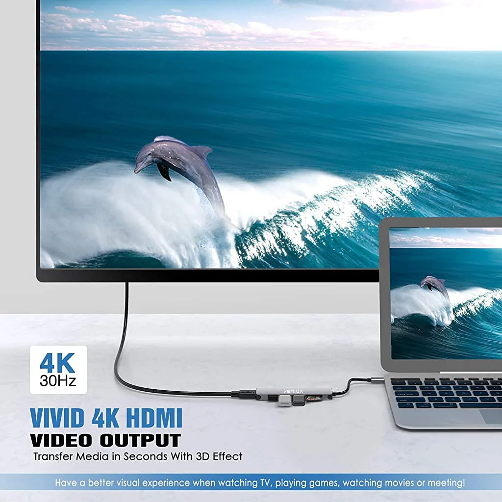 Verilux® USB C Hub Multiport Type C Hub - 6 in 1 Portable Aluminum USB C Adapter with 4K HDMI Output, USB 3.0/2.0 Ports, SD/Micro SD Card Reader Compatible for MacBook Pro, MacBook Air, USB C Devices - image 3
