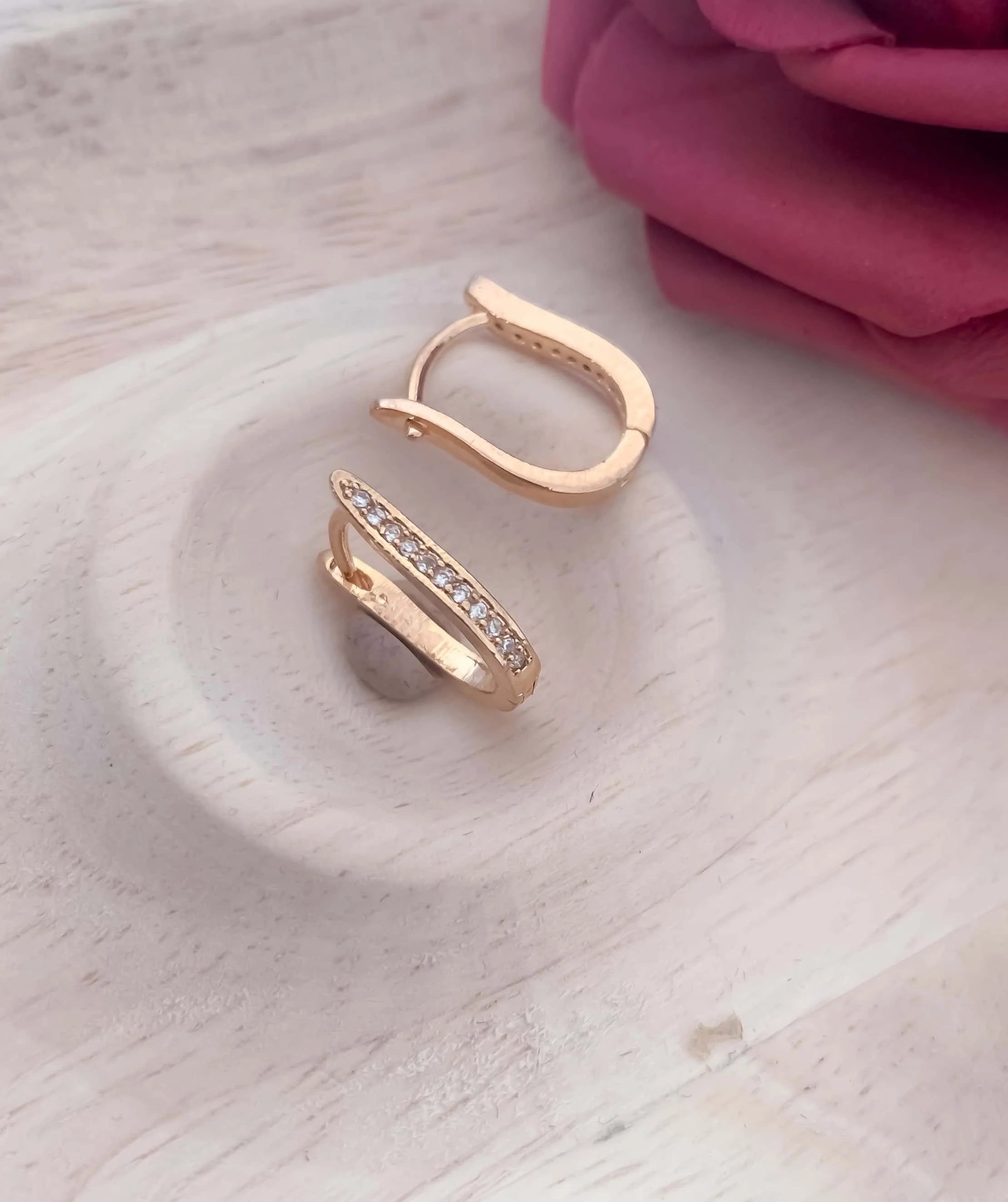 Buy 1 Get 1 Free -American Diamond Rose Gold Nice Design Baali Earrings