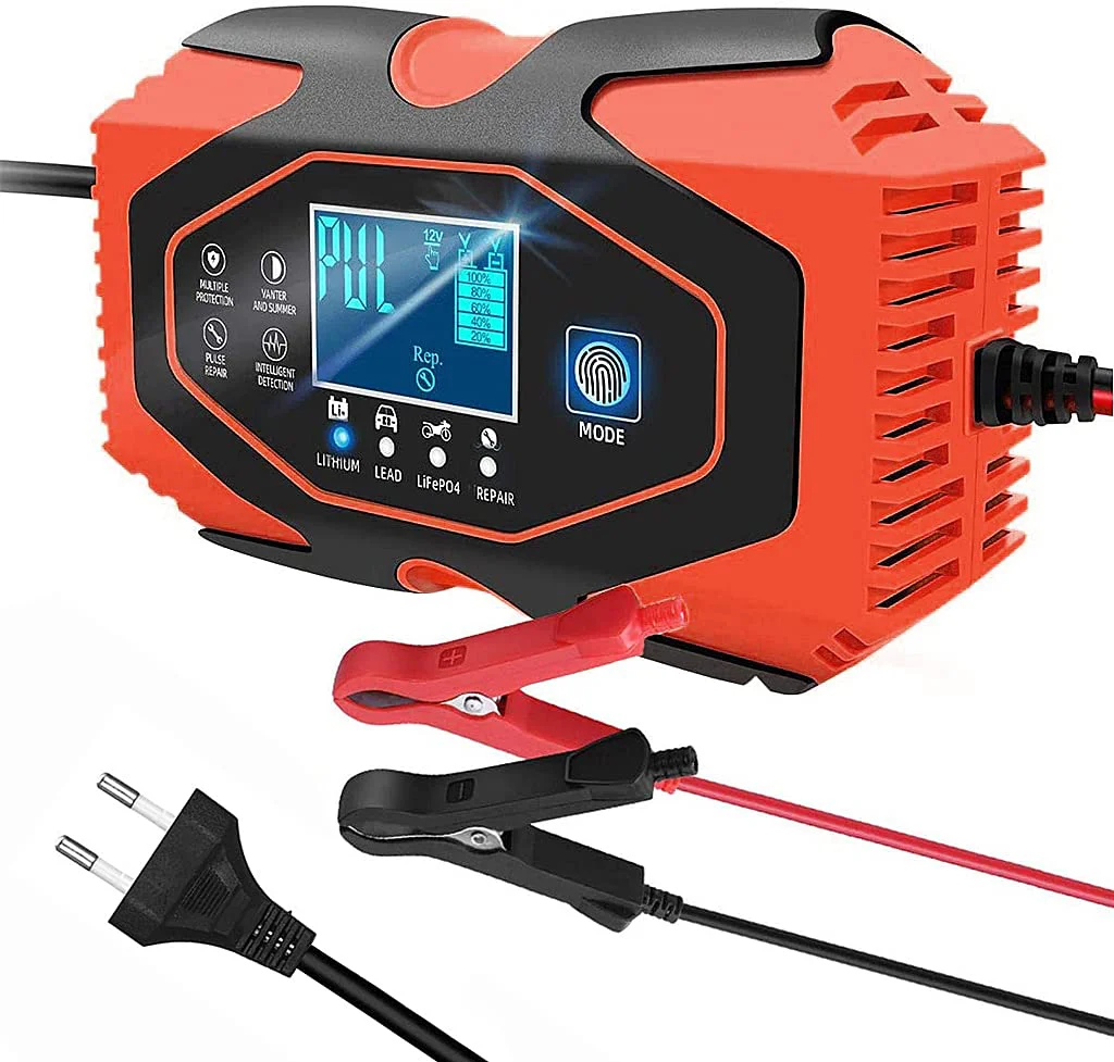 Verilux® Car Battery Charger, 6A 12V/3A 24V Car Battery Charger Charges, Automotive Smart Portable Battery Charger Maintainer for Car, Motorcycle, Lawn Mower and More, Red - image 2