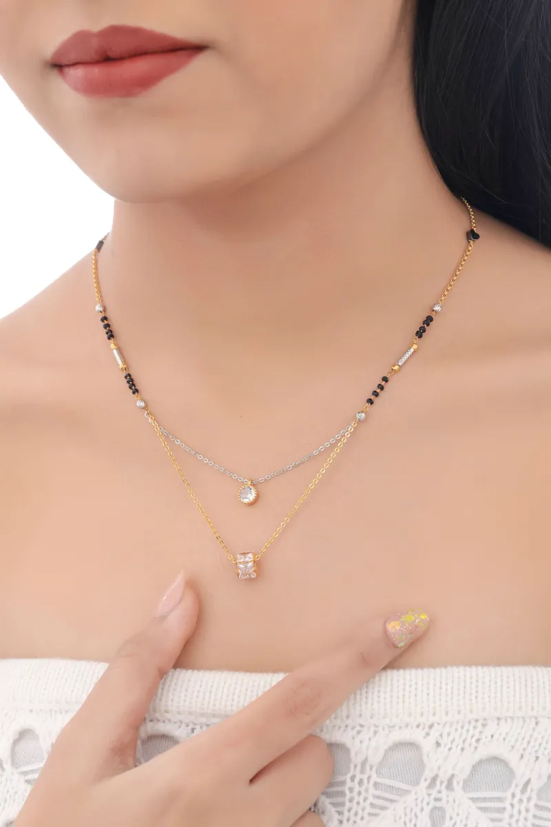 Buy 1 Get 1 Free -  Dual Layer CZ Solitaire Designer Mangalsutra