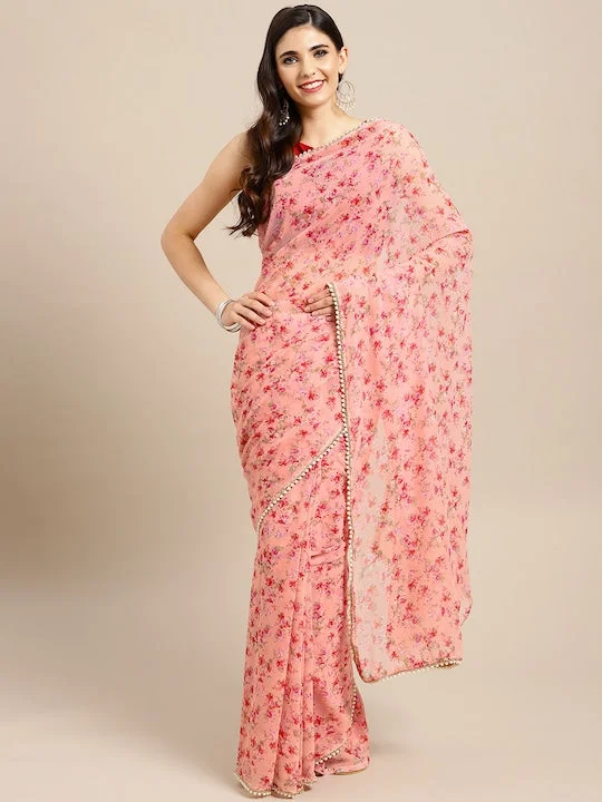 Pink Printed Saree