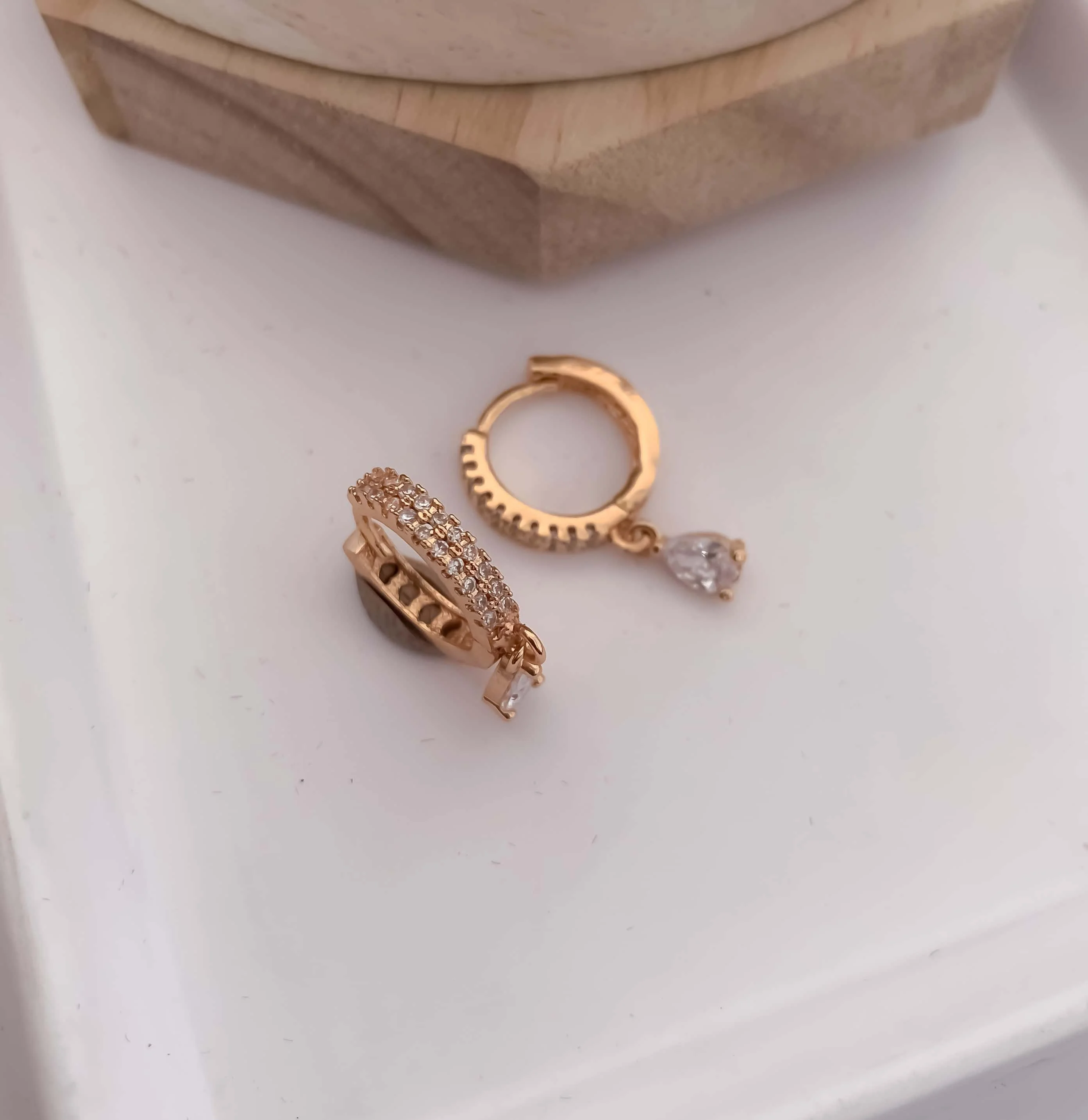 Buy 1 Get 1 Free -American Diamond Rose Gold Hanging Baali Earring