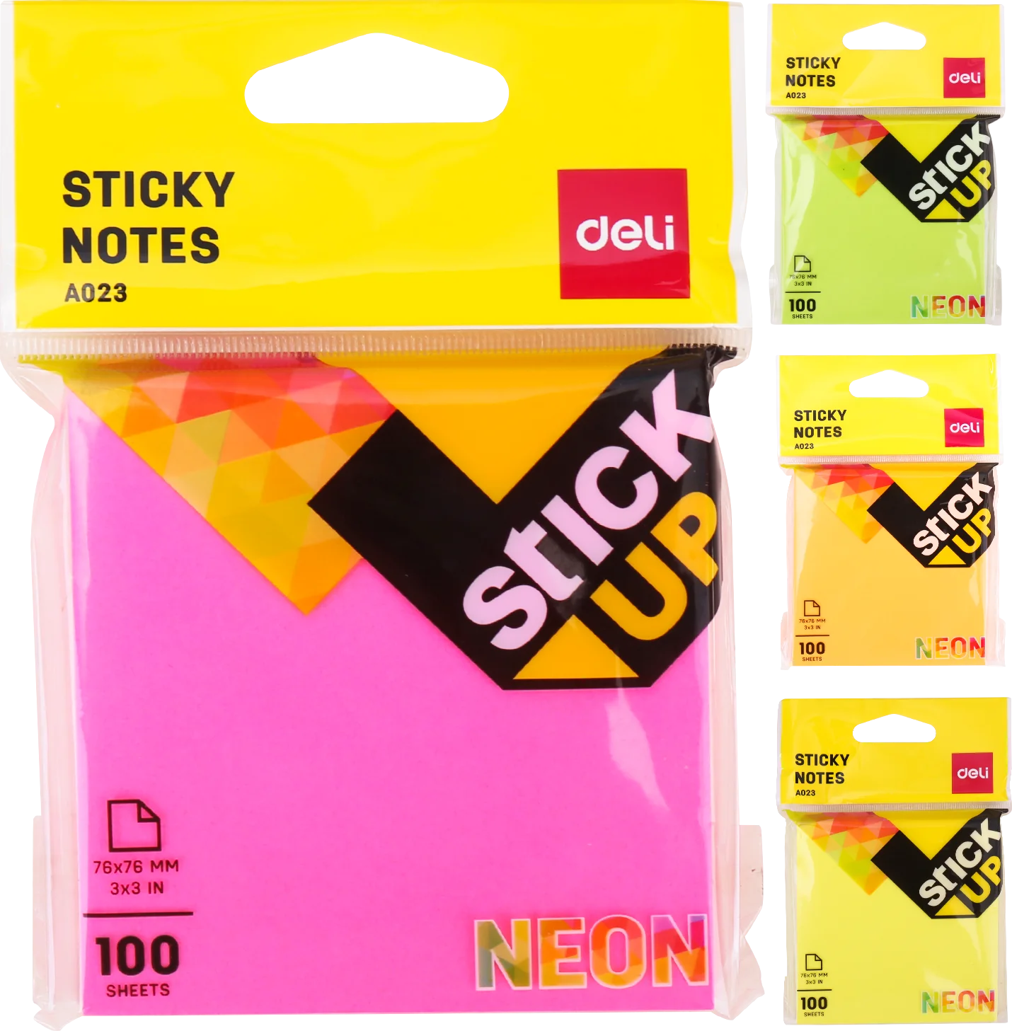Deli Wa02302 Sticky Notes 3 X 3 Neon - Color May Vary