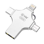 EVM EnStore 4-in-1 OTG 256GB Flashdrive-High-Speed USB 3.0 with Read Speed of 100Mb/s & Write Speed of 25Mb/s-Transfer Files Between USB-A,All Smartphones - (EVM4D/256G)
