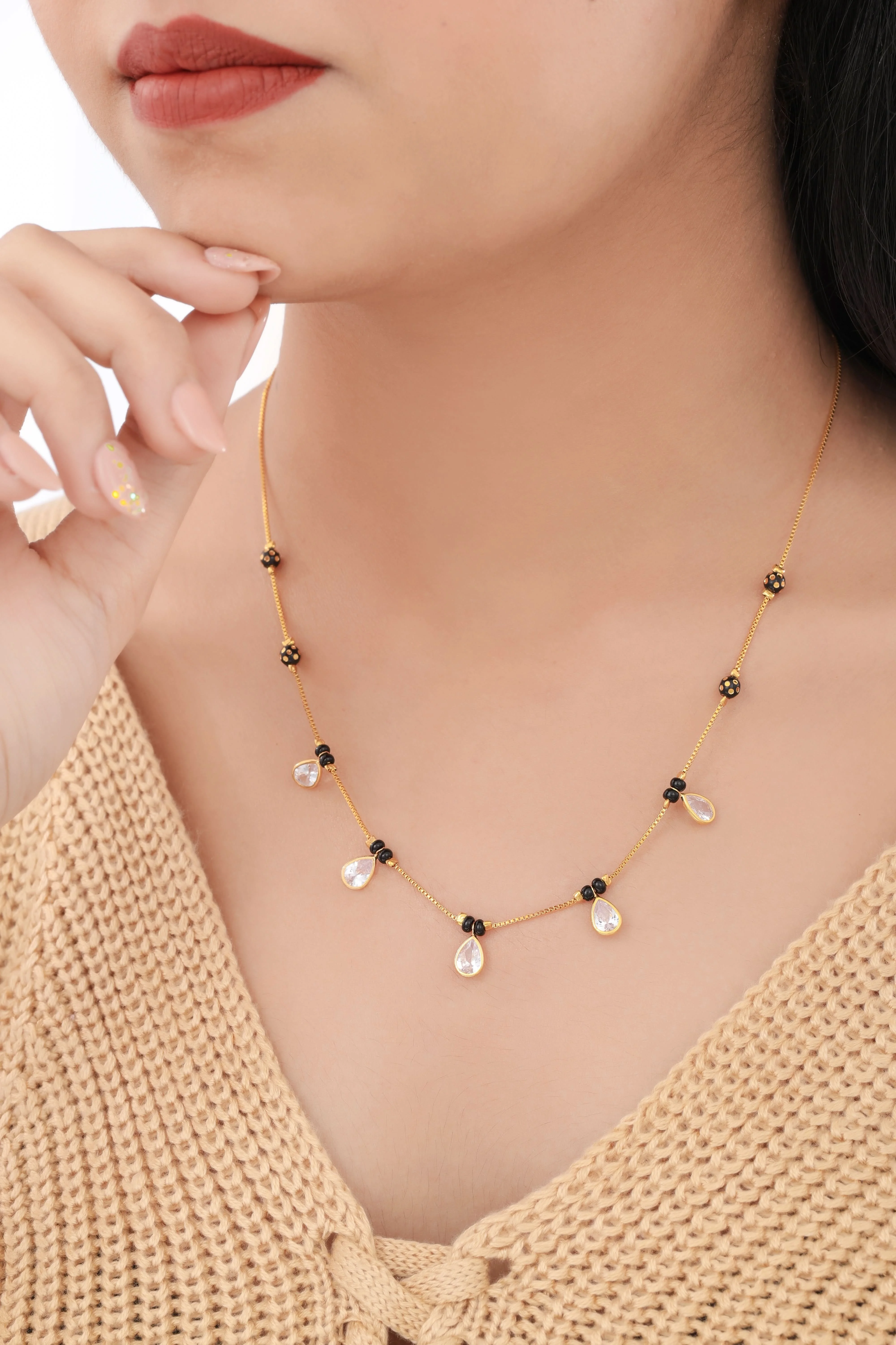 Buy 1 Get 1 Free - Crystal Drop Minimal Mangalsutra Necklace