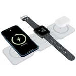 Ambrane 3-in-1 Wireless Charger with 20W BoostedSpeed for iPhone 14/13/12/11/X/8 Series, Galaxy S22/S21/S20/Note20/10/10+ Series, Foldable Design, Wide Compatibility (AeroSync Tripad, White)