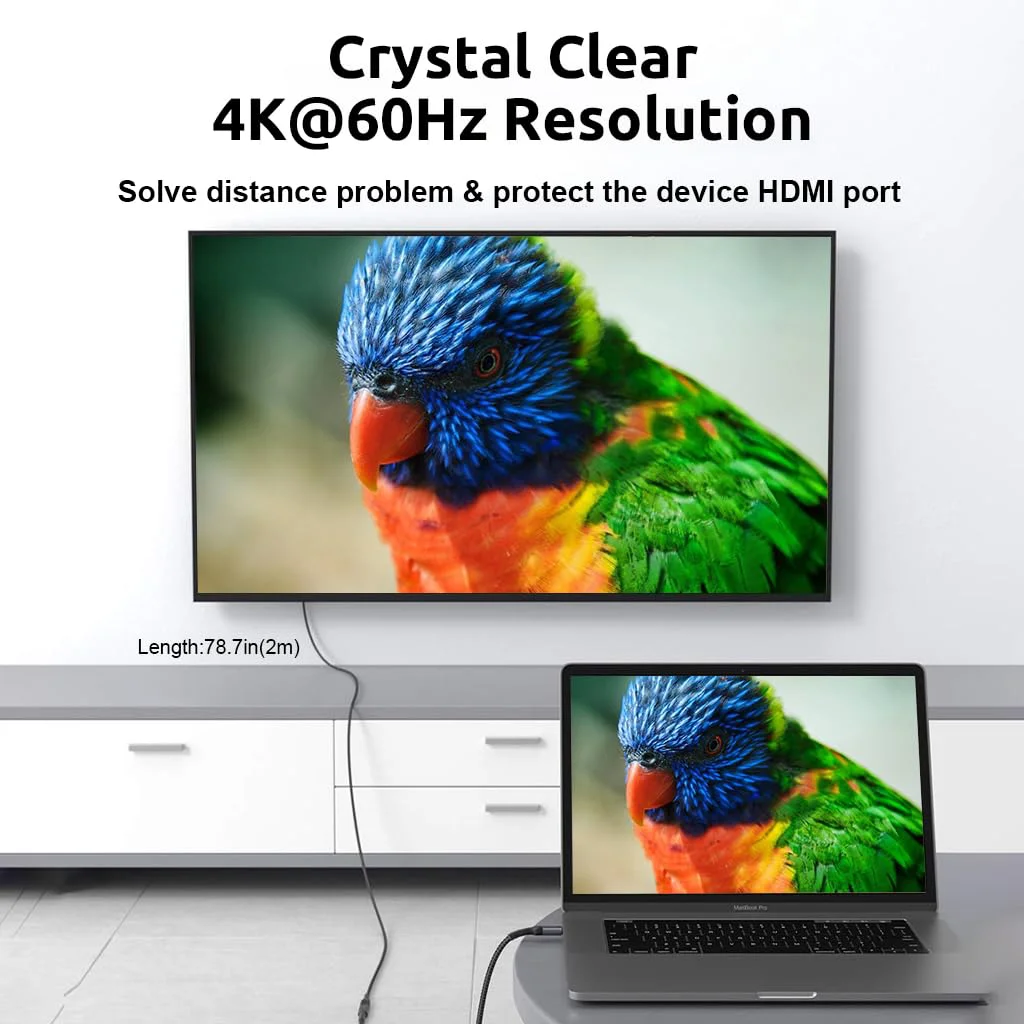 Verilux® USB C Extension Cable, 6.6ft USB Type C Male to Female Cable Support 100W PD Fast Charging, 10Gbps Data Transfer, 4K@60Hz HD Video Output Compatible with iPad Pro, MacBook Pro, Dell - image 5