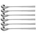 NJ Mixing Stirring Spoon, Soda Spoon, Long Ice Tea Coffee Ice Cream Spoon, Milkshake Spoon, Bournvita/Horlicks Spoon, Cocktail Bar Stainless Steel Long 8" Handle : Set of 6