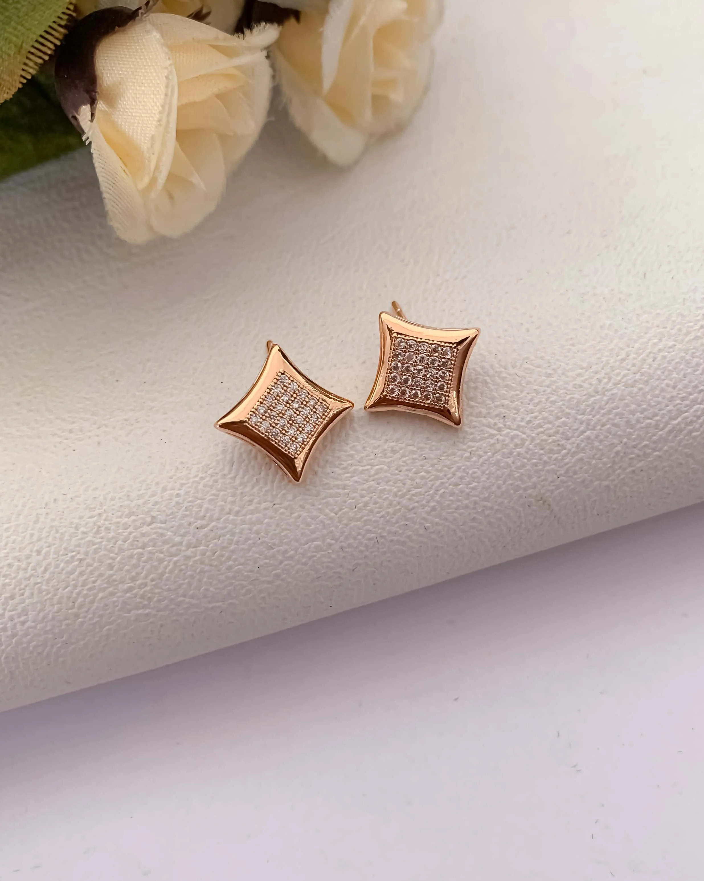 Buy 1 Get 1 Free-American Diamond rose gold Square Shape Fancy Earrings