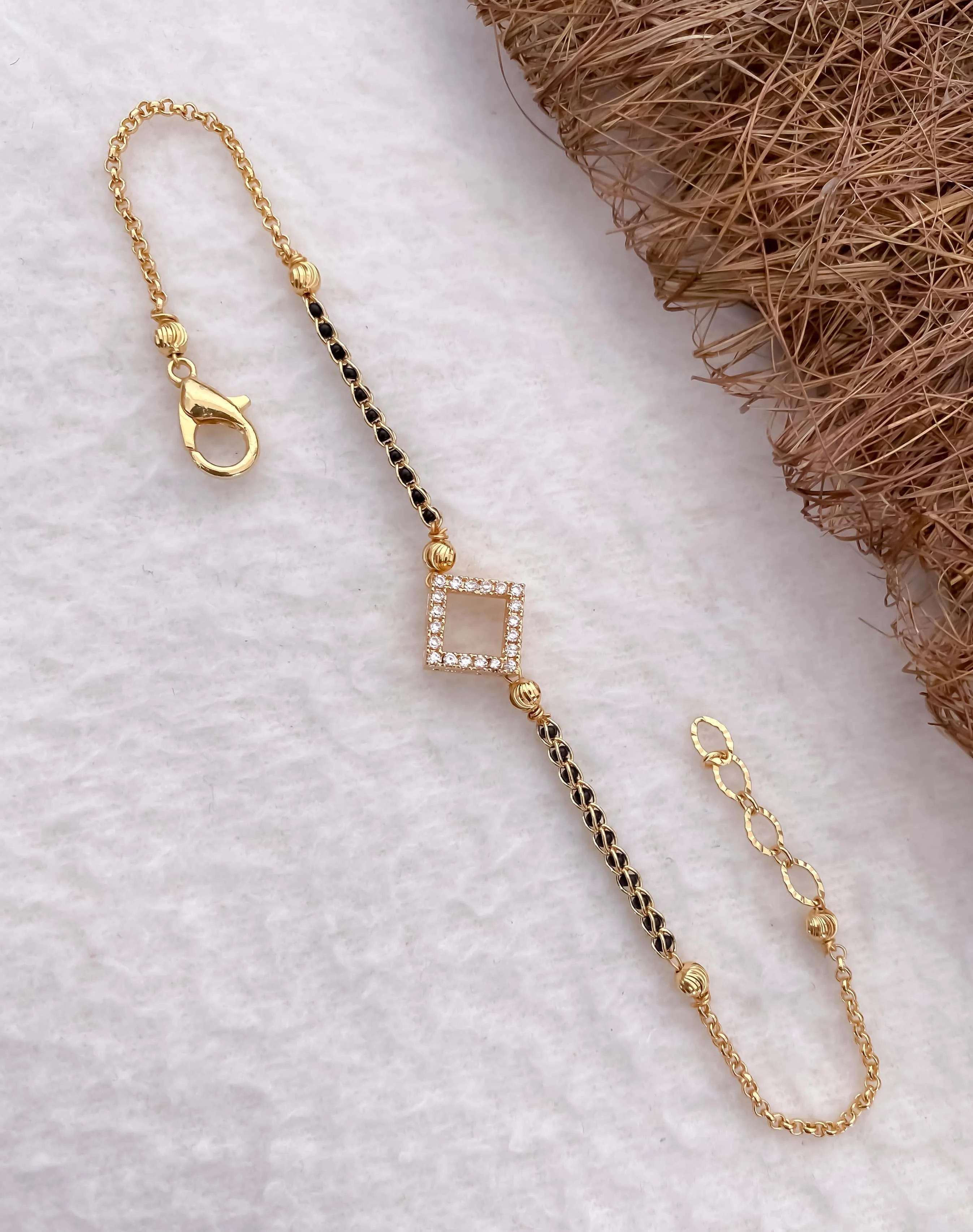 Radiant Square Charm Mangalsutra Bracelet