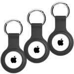 SQUIF Airtag Case for Apple Airtags Silicone Case Protective Cover for Airtag Case Locator Tracker Anti-Lost Device Keychain Protection Sleeve (3 x Black)