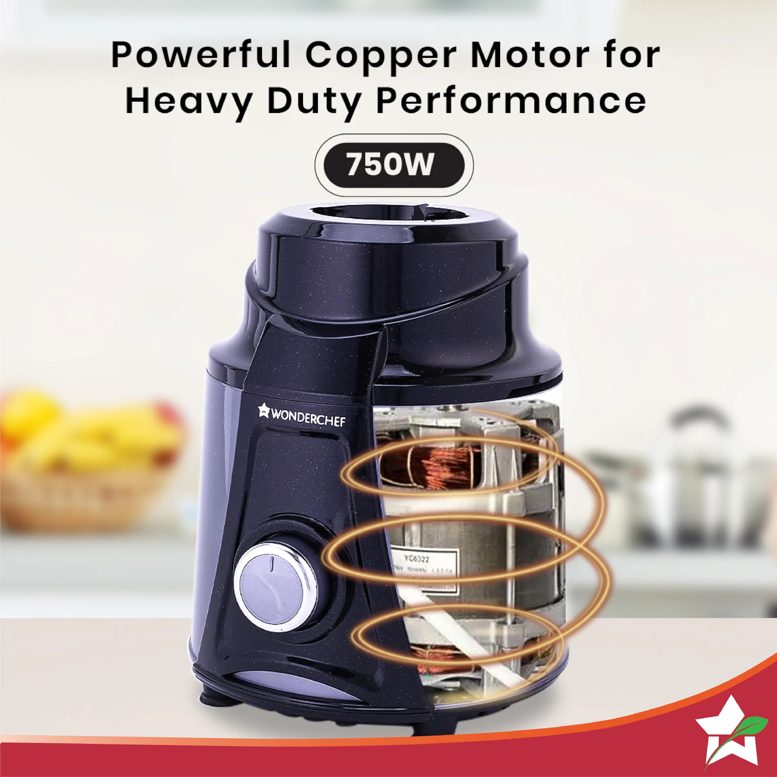 Wonderchef Galaxy Mixer Grinder 750 100% Copper Motor, 4 Stainless Steel Jars, Black & Grey, 5 Years Warranty - image 5