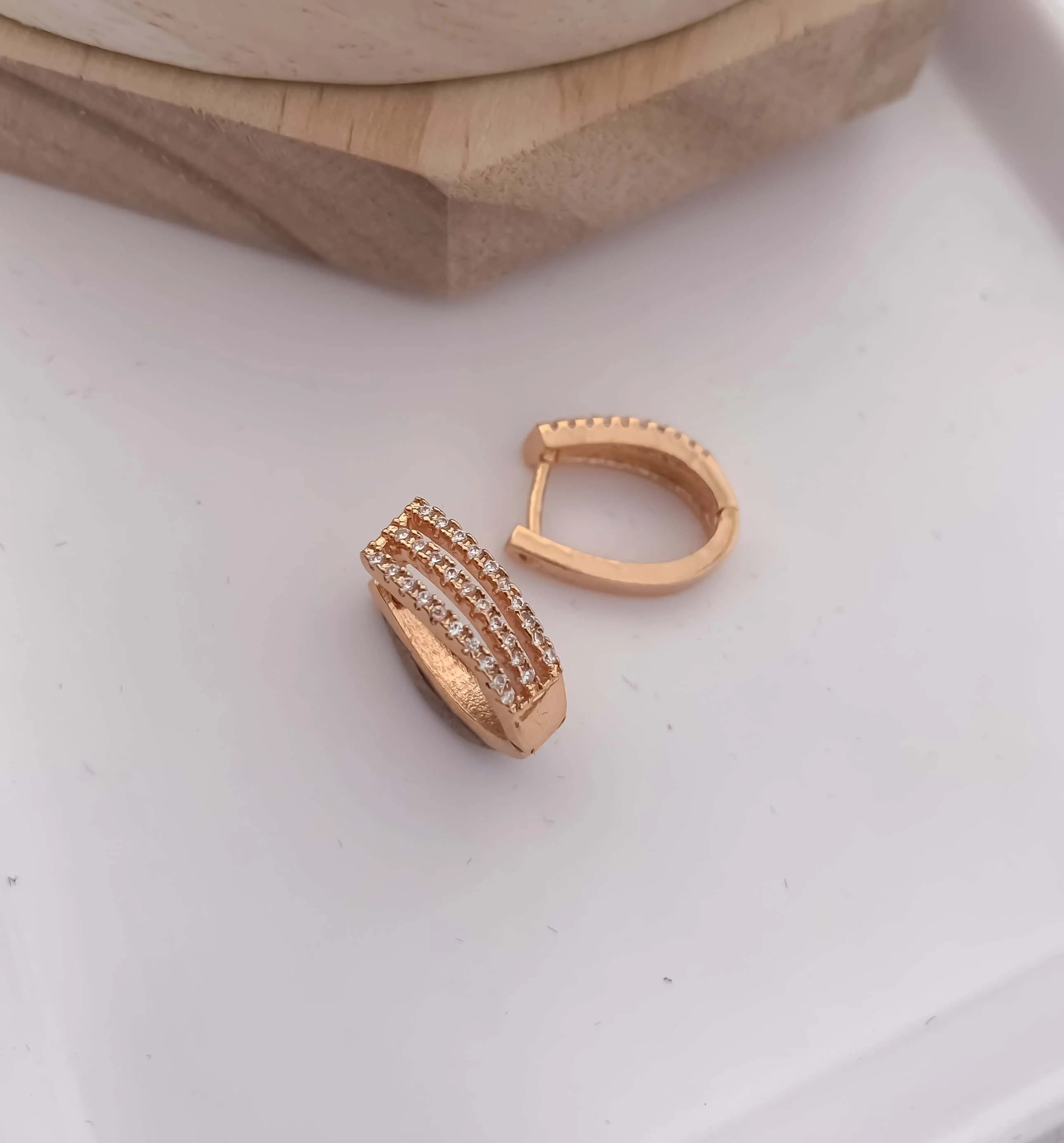 Buy 1 Get 1 Free -American Three Line Diamond Delicate Rose Gold Baali Earrings