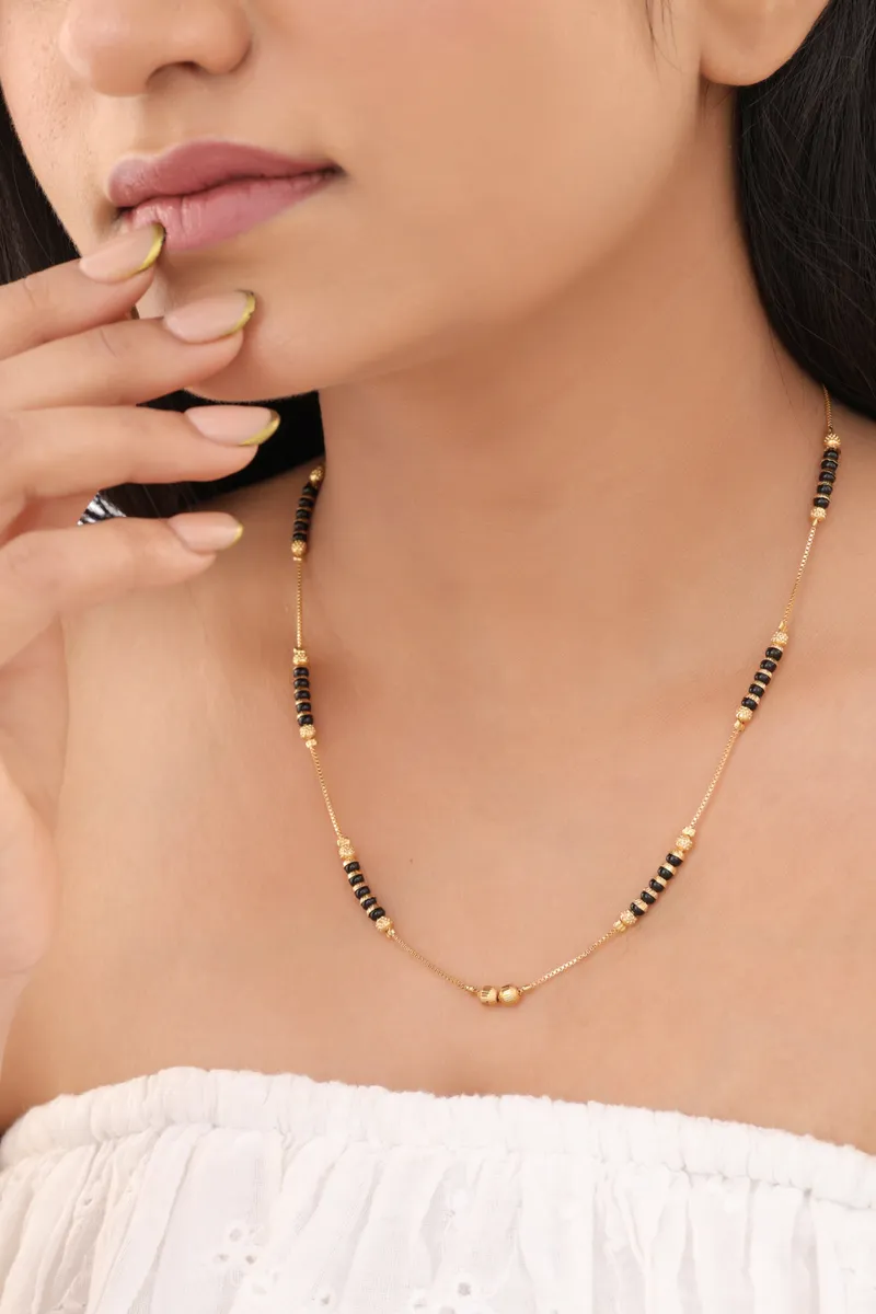 Buy 1 Get 1 Free - Minimal Gold Black Bead Mangalsutra