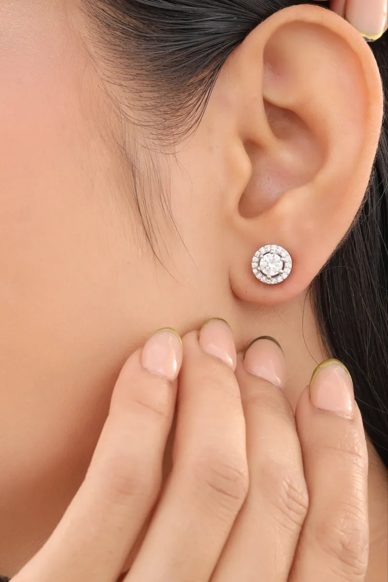 Buy 1 Get 1 Free -American Diamond Silver Delicate Fancy Earrings