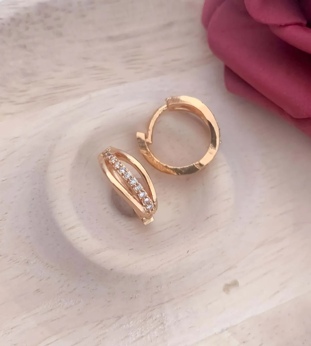Buy 1 Get 1 Free -American Diamond Rose Gold Exclusive Baali Earrings