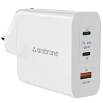 Ambrane 150w GaN Multi-Port Fast Charger Type C USB Compatible with All iPhone, Android & Laptops (MacBook & Windows) Travel Adapter with US Pins for The USA, Canada, Mexico & Japan (RAAP G150)