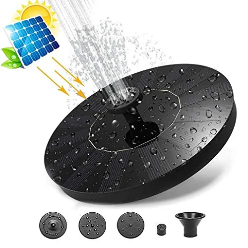 Verilux® Fountain Solar Power Floating Water Pump for Pool Pond Garden and Patio Plants Round 7V 1.4W (Black)
