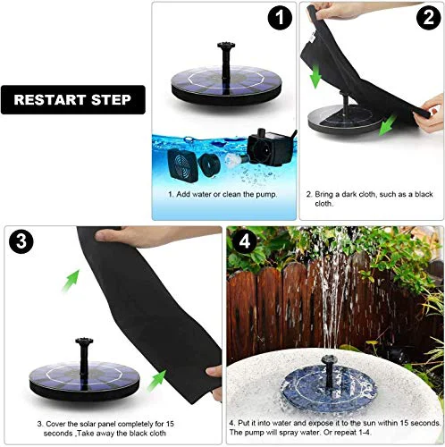 Verilux® Fountain Solar Power Floating Water Pump for Pool Pond Garden and Patio Plants Round 7V 1.4W (Black) - image 4